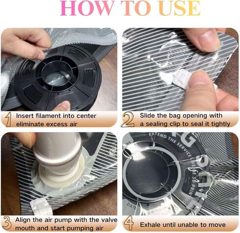 أكياس تخزين فراغية ثلاثية الأبعاد مختومة بالفراغ 10 عبوات 2.0 أكياس تخزين مقاومة للضوء + مضخة تفريغ كهربائية + مشبكين، أكياس حاوية تخزين خيوط ثلاثية الأبعاد مقاومة للرطوبة in Kuwait