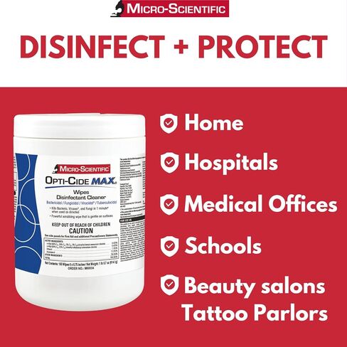 مناديل مطهرة أوبتي-سيد ماكس من ميكروساينتفيك (عبوتين) - 320 منديل - منظف مطهر مسجل لدى وكالة حماية البيئة (EPA) في المستشفيات in Kuwait