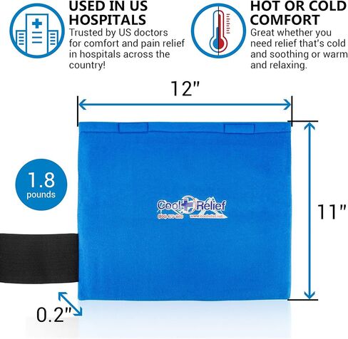 CoolRelief FlexGel - غلاف جل ثلج متعدد الاستخدامات للركبة والكتف والورك - درجة طبية قابلة لإعادة الاستخدام - علاج بارد متقدم (11 بوصة × 12 بوصة - عبوة واحدة) in Kuwait