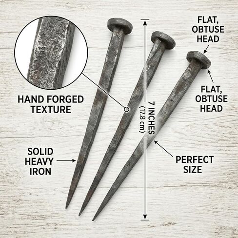 Hand Forged Crucifixion Nails Set of 3-7 Inch Wrought Iron Decorative Nails for Christian Home Decor, Easter Cross Display, Religious Gift for Church, Baptism, Confirmation, Lent in Saudi Arabia