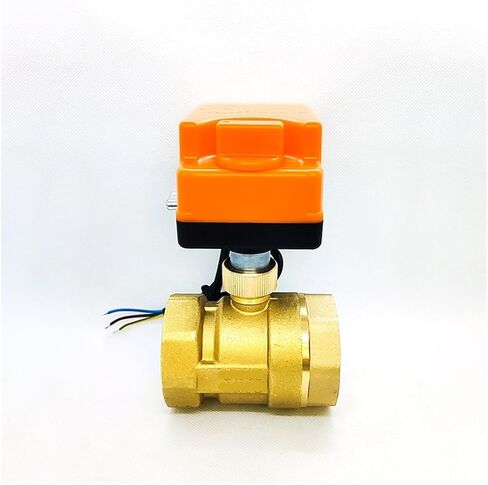 1PCS 1-1/2" Brass Ball Valve Three-Wire Two-Control Two-Way Actuator with Manual Switch 220V 24V 12V(AC220V) in Kuwait