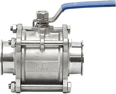 1PCS 1/2" 3/4" 1" SS304 Stainless Steel Ball Valve 3 Three Piece 1.5" 50.5mm Triple Clamp Ferrule Type Suitable for Homemade Diaries(1") in Kuwait