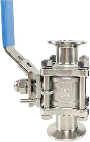1PCS 1/2" 3/4" 1" SS304 Stainless Steel Ball Valve 3 Three Piece 1.5" 50.5mm Triple Clamp Ferrule Type Suitable for Homemade Diaries(1") in Kuwait