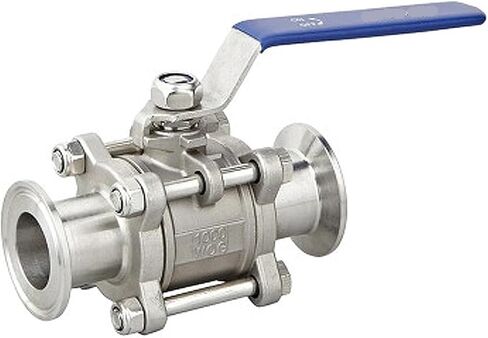 1PCS 1/2" 3/4" 1" SS304 Stainless Steel Ball Valve 3 Three Piece 1.5" 50.5mm Triple Clamp Ferrule Type Suitable for Homemade Diaries(1") in Kuwait