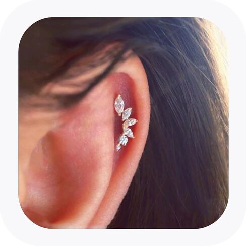 925 Sterling Silver Helix aring armber ropring arring ، ourring stud helix sture مطلي بالذهب ، مجوهرات ثقب الغضروف ، 1pc in Saudi Arabia