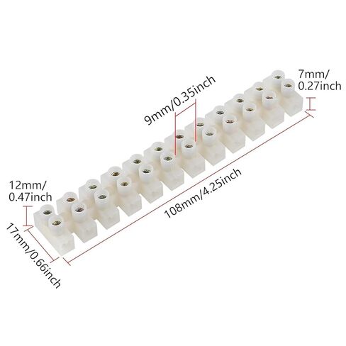 20pcs Terminal Block Set 12-Position Dual Row Terminal Strip Screw Terminal Electric Barrier Block for Small Home Projects and Electrical 10Amp 380V in Saudi Arabia