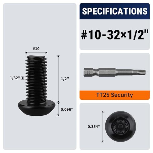 #10-24 x 3/4" Torx Security Machine Screws Black, 304 Stainless Steel 18-8, Button Head Tamper Resistant Screws for Higher Level of Safety & Theft Prevention, 50 Pack (TT25 Bit Included) in Saudi Arabia