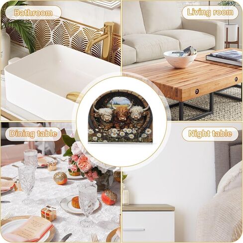 Diasy Highland Cow Napkin Holder Acrylic Upright Tabletop Freestanding Tissue Dispenser for Kitchen Restaurant Home Decor in Kuwait