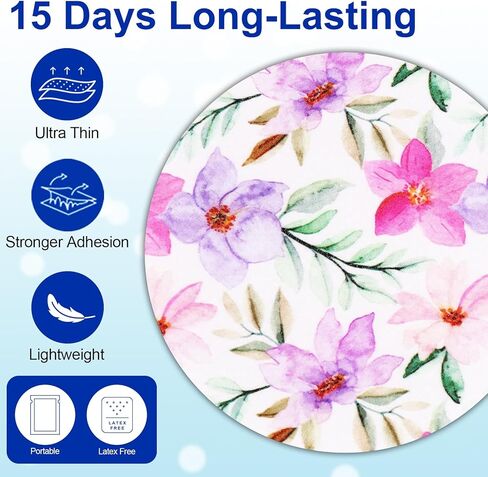HONYOU 15Pack Freestyle Bandage for Libre 3 Plus Sensor Covers Waterproof, 15 Days Libre 3 Overpatch Tape Floral Pattern CGM Adhesive Patches Without Hole in Saudi Arabia