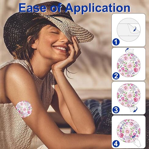 HONYOU 15Pack Freestyle Bandage for Libre 3 Plus Sensor Covers Waterproof, 15 Days Libre 3 Overpatch Tape Floral Pattern CGM Adhesive Patches Without Hole in Saudi Arabia