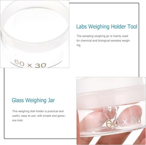 MAGICLULU 2pcs Glass Weighing Bottles 60x30mm Laboratory Sampling Weighing Jars with Lids for Chemical Experiments and Lab Use in Saudi Arabia