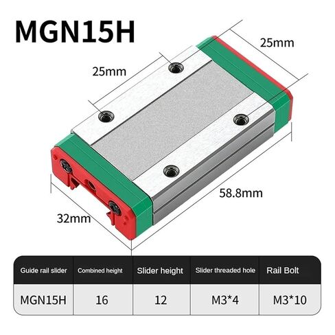 MGN15 100-800mm 1 Piece of MGN Linear Guide + 1 Piece of MGN H Slide(Only 20pc Steel Ball) in Saudi Arabia