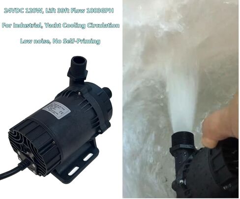 مضخة مياه SHYSKY قوية 24 فولت 120 وات صغيرة بدون فرش DC DC60E-24120S-1، مضخة مياه غاطسة، رفع تدفق 39 قدمًا 1003GPH، ضوضاء منخفضة، للصناعة، دوران تبريد اليخوت، بدون تحضير ذاتي in Kuwait