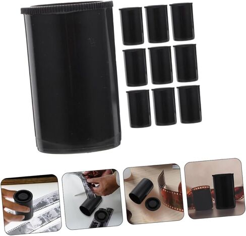 10pcs Plastic Film Canisters with Caps Durable Empty Containers for Fishing Bait and Items Multi-Functional Storage for Crafts and Accessories Black in Saudi Arabia