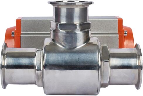 25mm 3 طريقة 304 الفولاذ المقاوم للصدأ ثلاثي المشبك الطويق نوع صمام الكرة الهوائية مع اسطوانة مزدوجة التمثيل in Kuwait