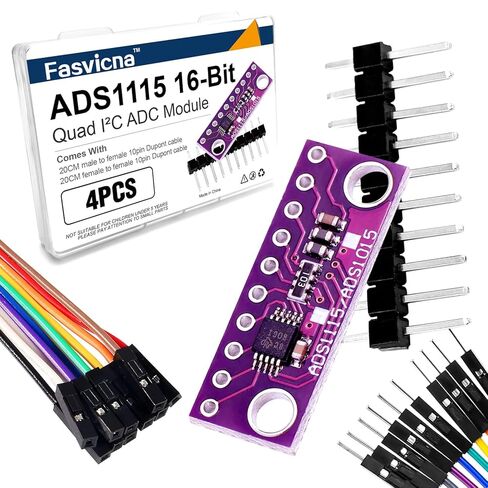 4 قطع ADS1115 وحدة ADC 16 بت، 4 قنوات I2C تناظرية إلى محول رقمي مع PGA، متوافق مع Arduino، Raspberry Pi، ESP32 in Kuwait