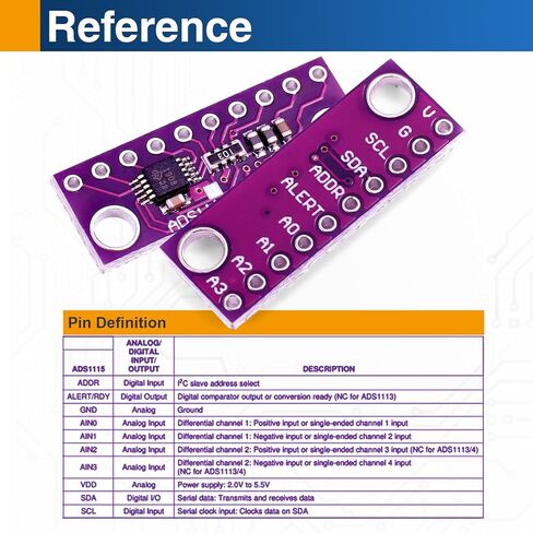 4 قطع ADS1115 وحدة ADC 16 بت، 4 قنوات I2C تناظرية إلى محول رقمي مع PGA، متوافق مع Arduino، Raspberry Pi، ESP32 in Kuwait