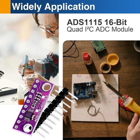 4 قطع ADS1115 وحدة ADC 16 بت، 4 قنوات I2C تناظرية إلى محول رقمي مع PGA، متوافق مع Arduino، Raspberry Pi، ESP32 in Kuwait