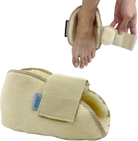 1 Piece Heel Protectors for Pressure Sores 100% Wool Soft Breathable Adjustable Easy Fixed | Prevention Pain Ulcer Promote Rehabilitation(W6-13 / M 5-13) Beige in Saudi Arabia