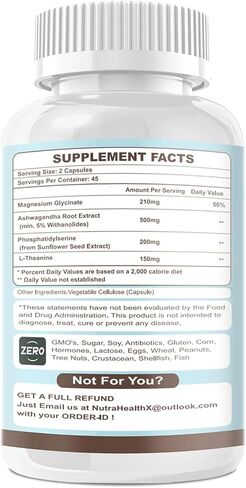 VitaHarbor Cortisol Supplement for Women and Men, 4-in-1 Cortisol Reducer with Magnesium Glycinate, Ashwagandha, Phosphatidylserine, L-Theanine, for Relaxation & Calm Support, 90 Veg Caps in Kuwait