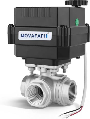 1" 15NM 3 Way L Port Motorized Ball Valve Stainless Steel - 2 Wire Auto Return Electric Water Valve Normally Closed With Manual Override, 9-24v AC/DC, Automatic Ball Valve With Full Port in Saudi Arabia
