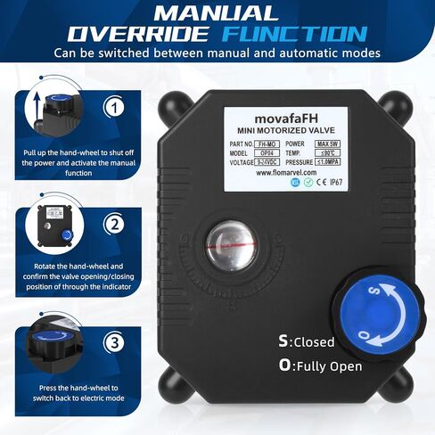 1" 15NM 3 Way L Port Motorized Ball Valve Stainless Steel - 2 Wire Auto Return Electric Water Valve Normally Closed With Manual Override, 9-24v AC/DC, Automatic Ball Valve With Full Port in Saudi Arabia