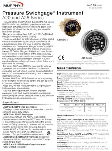 Murphy by Enovation Controls A20P-100 Pressure Swichgage (05704255) in Saudi Arabia