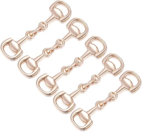 MIXJOY 5PCS Horse Bit Buckles Set - Gold Double Ring Snaffle Bit Connectors for Handbag, Shoe, Keychain & Jewelry Making, Metal Connecting Clasp Gift for DIY, Equestrian Style Decorative Accessories in Saudi Arabia
