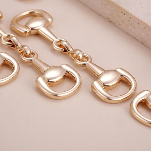 MIXJOY 5PCS Horse Bit Buckles Set - Gold Double Ring Snaffle Bit Connectors for Handbag, Shoe, Keychain & Jewelry Making, Metal Connecting Clasp Gift for DIY, Equestrian Style Decorative Accessories in Saudi Arabia