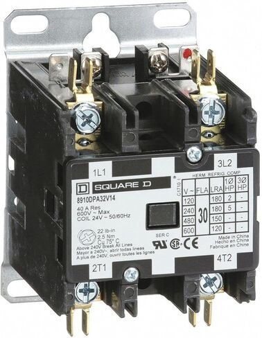 Square D 24VAC Open Definite Purpose Contactor, 30 Full Load Amps-Inductive, 2 Number of Poles - 8910DPA32V14 in Saudi Arabia