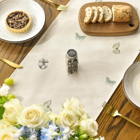 Artoid Mode Cotton Plant Leaf Butterfly 210 GSM Spring Table Runner, Seasonal Summer Kitchen Dining Table Decoration for Home Party Decor 13x72 Inch in Saudi Arabia