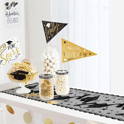 Graduation Table Runner, Black Lace Table Runner, 2026 Graduation Party Decorations for Table, 12 X 72 Inch Lace Grad Cap Table Cover Centerpieces for Grad Decorations for Home Kitchen Dining Room in Saudi Arabia