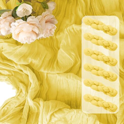 Light Yellow Cheesecloth Table Runner,6 Pack 21x120Inch-Gauze Table Runner Boho Cheese Cloth Table Runner for Wedding, Bridal & Baby Shower, Birthday Party,Spring Easter,Holiday Home Decor in Saudi Arabia