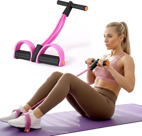Pedal Resistance Band with Handle, 6 Tube Multifunction Foot Pedal Resistance Band, Arm & Waist Training Tummy Trimmer Ab Workout Equipment for Home Gym Men Women in Saudi Arabia