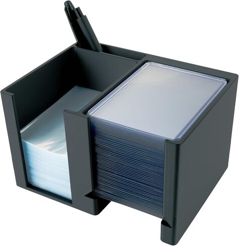 Trading Card Toploader & Penny Sleeve Station with Anti-Slip Base & Tool Storage | Dual Compartment Heavy-Duty Dispenser for Sports Cards & TCG | One-Hand Access Organizer for Card Breaks & Sorting in Kuwait