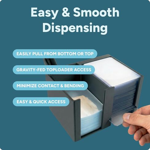 Trading Card Toploader & Penny Sleeve Station with Anti-Slip Base & Tool Storage | Dual Compartment Heavy-Duty Dispenser for Sports Cards & TCG | One-Hand Access Organizer for Card Breaks & Sorting in Kuwait