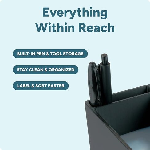 Trading Card Toploader & Penny Sleeve Station with Anti-Slip Base & Tool Storage | Dual Compartment Heavy-Duty Dispenser for Sports Cards & TCG | One-Hand Access Organizer for Card Breaks & Sorting in Kuwait