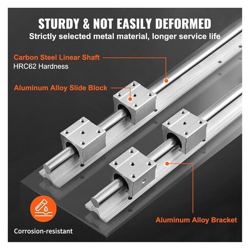 2 قطعة حواجز توجيهية خطية SBR12 SBR16 SBR20 SBR25 800-2200 مللي متر 4 قطعة كتل تحمل حركة سلسة in Kuwait