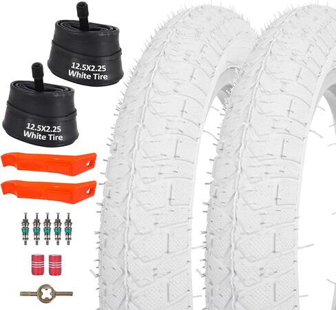 2Sets 12.5x2.25 white Bike Tires and Inner Tubes, 12 1/2x2 1/4 BMX Tire Sets (54-203) Compatible with Jetson Kids Bike Caster Trike Bob Stroller and Other 12 Inch Baby Cart Bicycle Tire and Tube in Saudi Arabia
