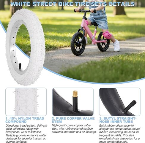 2Sets 12.5x2.25 white Bike Tires and Inner Tubes, 12 1/2x2 1/4 BMX Tire Sets (54-203) Compatible with Jetson Kids Bike Caster Trike Bob Stroller and Other 12 Inch Baby Cart Bicycle Tire and Tube in Saudi Arabia