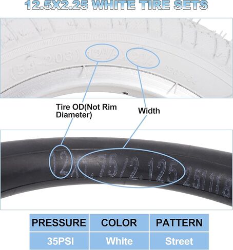 2Sets 12.5x2.25 white Bike Tires and Inner Tubes, 12 1/2x2 1/4 BMX Tire Sets (54-203) Compatible with Jetson Kids Bike Caster Trike Bob Stroller and Other 12 Inch Baby Cart Bicycle Tire and Tube in Saudi Arabia