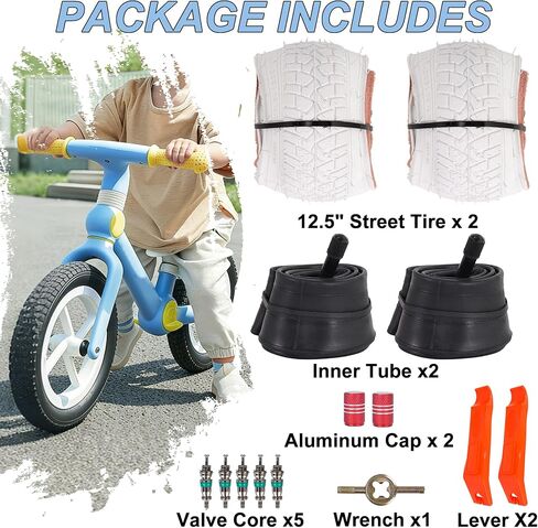 2Sets 12.5x2.25 white Bike Tires and Inner Tubes, 12 1/2x2 1/4 BMX Tire Sets (54-203) Compatible with Jetson Kids Bike Caster Trike Bob Stroller and Other 12 Inch Baby Cart Bicycle Tire and Tube in Saudi Arabia