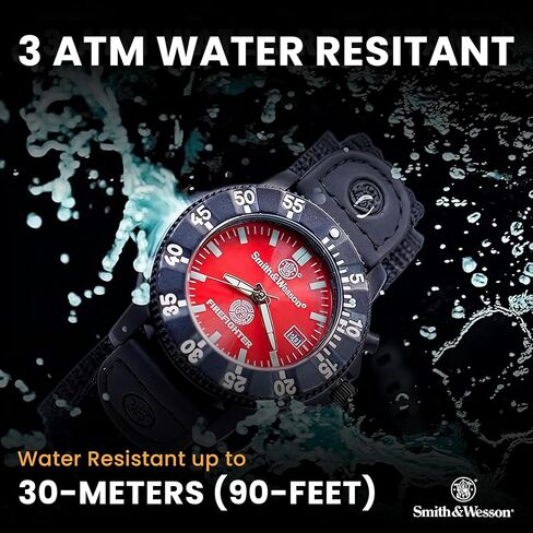 Smith & Wesson EMT Tactical Men's Watch, Black Nylon Strap Band, Water Resistant, Date Display, Scratch Resistant Glass, Precision Quartz Movement, Military, EMS and Outdoor, 40mm, Christmas Gift in Saudi Arabia
