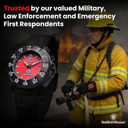 Smith & Wesson EMT Tactical Men's Watch, Black Nylon Strap Band, Water Resistant, Date Display, Scratch Resistant Glass, Precision Quartz Movement, Military, EMS and Outdoor, 40mm, Christmas Gift in Saudi Arabia