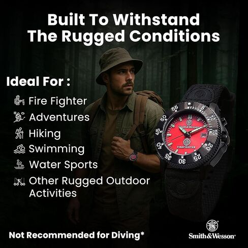 Smith & Wesson EMT Tactical Men's Watch, Black Nylon Strap Band, Water Resistant, Date Display, Scratch Resistant Glass, Precision Quartz Movement, Military, EMS and Outdoor, 40mm, Christmas Gift in Saudi Arabia