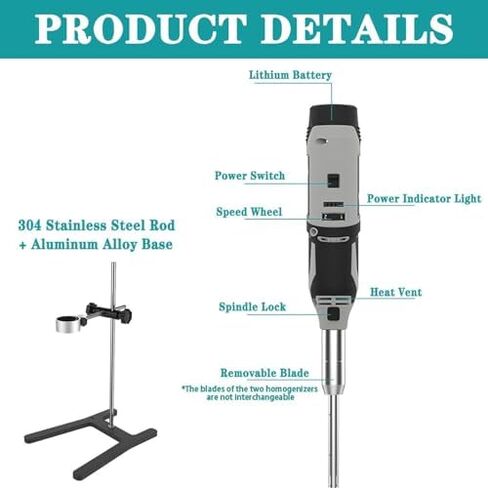 High-Speed Handheld Homogenizer Emulsifier Mixer 5000-35000 RPM 6 Adjustable Gears Lab Cell Tissue Disperser & Disruptor Plug-in with Base for Efficient Sample Preparation in Saudi Arabia