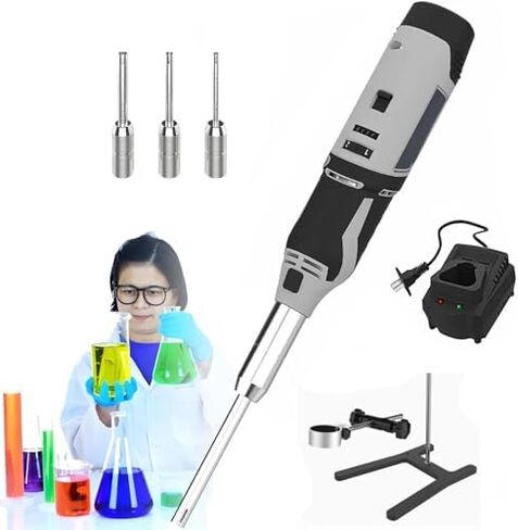 High-Speed Handheld Homogenizer Emulsifier Mixer 5000-35000 RPM 6 Adjustable Gears Lab Cell Tissue Disperser & Disruptor Plug-in with Base for Efficient Sample Preparation in Saudi Arabia