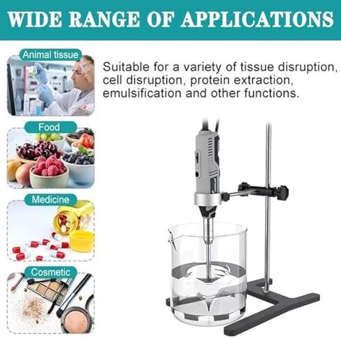 High-Speed Handheld Homogenizer Emulsifier Mixer 5000-35000 RPM 6 Adjustable Gears Lab Cell Tissue Disperser & Disruptor Plug-in with Base for Efficient Sample Preparation in Saudi Arabia