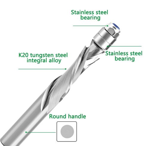 12mm 1/2" Shank Flush Trim Solid Carbide Spiral Top Bearing CNC Router Bit Compression-Cut End Mill Bit Face Wood Milling Cutter(12.7mm Shank) in Saudi Arabia