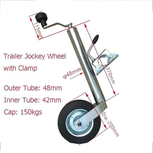 Trailer Jack Wheel - Boat Trailer Jack with Wheel, 48Mm Tube, Caravan Accessories Camper Parts Jockey Wheel Rv Stand Perfect, Heavy-Duty Bolt-On Swivel Jack, Fo in Saudi Arabia
